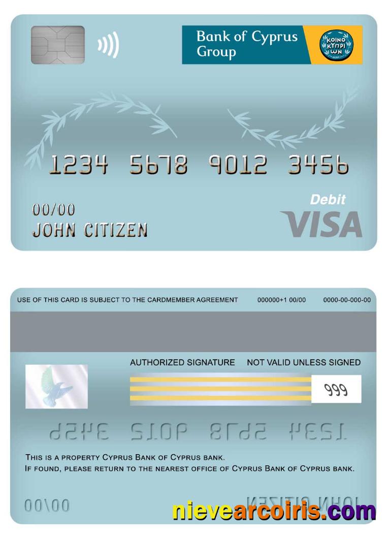 Cyprus Bank of Cyprus visa debit card